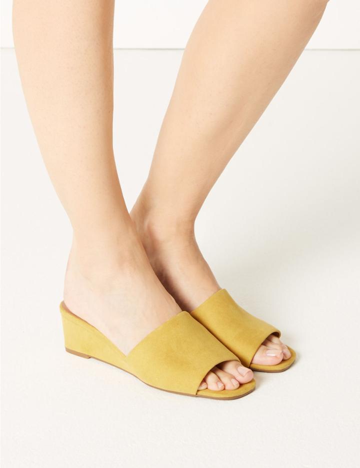 Marks & Spencer Wedge Heel Mule Shoes Ochre
