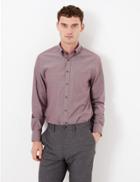 Marks & Spencer Cotton Easy Iron Tailored Fit Oxford Shirt Burgundy