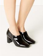Marks & Spencer Wide Fit Block Heel Shoe Boots Black Patent