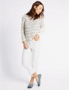 Marks & Spencer Mid Rise Cropped Flare Jeans Soft White