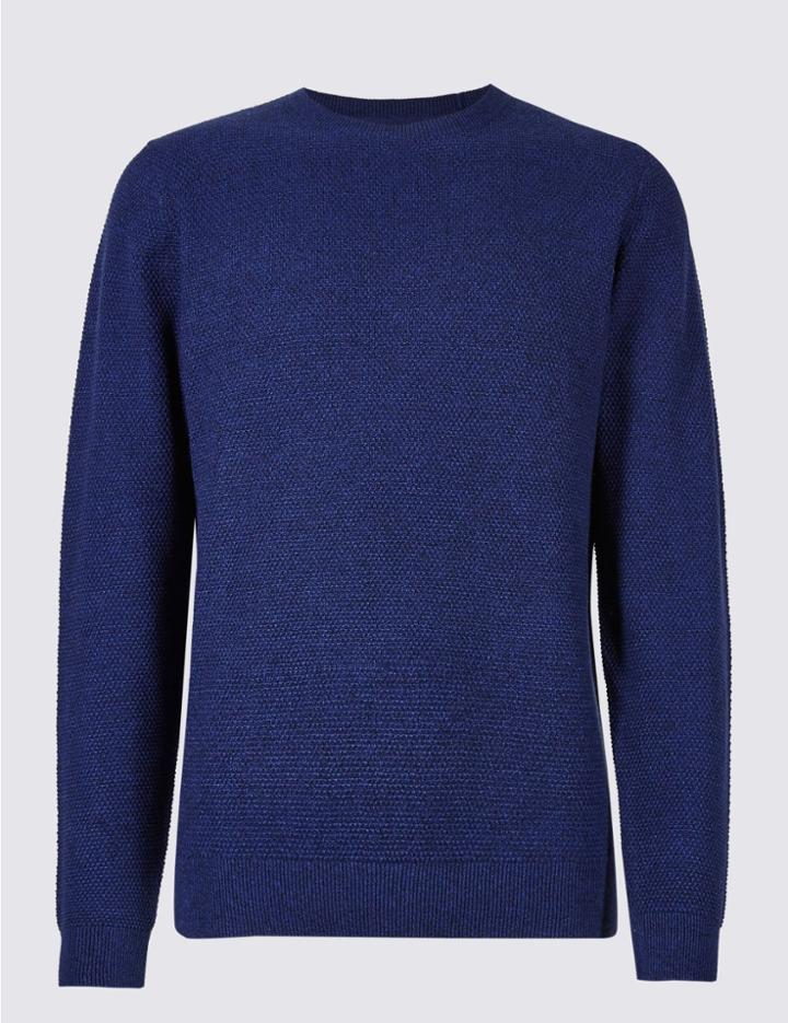 Marks & Spencer Cotton Rich Textured Jumper Cobalt