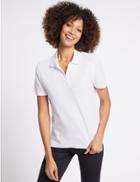 Marks & Spencer Pure Cotton Short Sleeve Polo Shirt Soft White