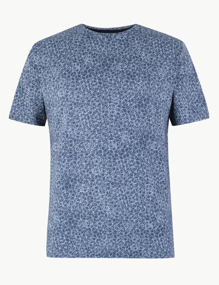 Marks & Spencer Active Geometric Print T-shirt Charcoal Mix