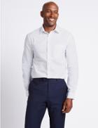 Marks & Spencer 3 Pack Cotton Blend Modern Slim Fit Shirts White