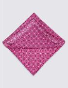 Marks & Spencer Pure Silk Geometric Print Pocket Square Pink Mix