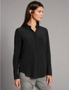 Marks & Spencer Pure Silk Long Sleeve Shirt Black