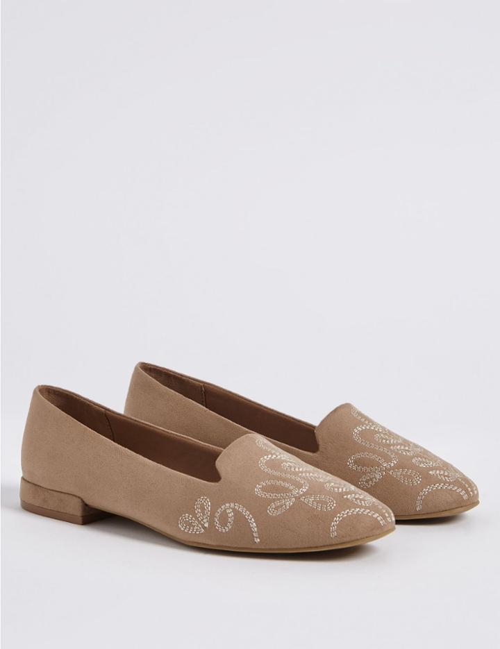 Marks & Spencer Embroidered Pumps Taupe
