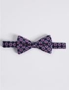 Marks & Spencer Pure Silk Textured Bow Tie Blue