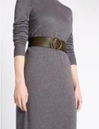 Marks & Spencer Faux Leather Wide Round Buckle Belt Khaki