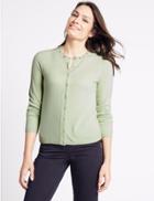 Marks & Spencer Embellished Round Neck Cardigan Light Apple