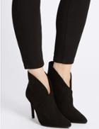 Marks & Spencer Stiletto Fold Over Ankle Boots Black