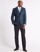 Marks & Spencer Pure Wool Textured Tailored Fit Jacket Dark Airforce