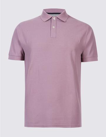 Marks & Spencer Slim Fit Pure Cotton Polo Shirt Mauve