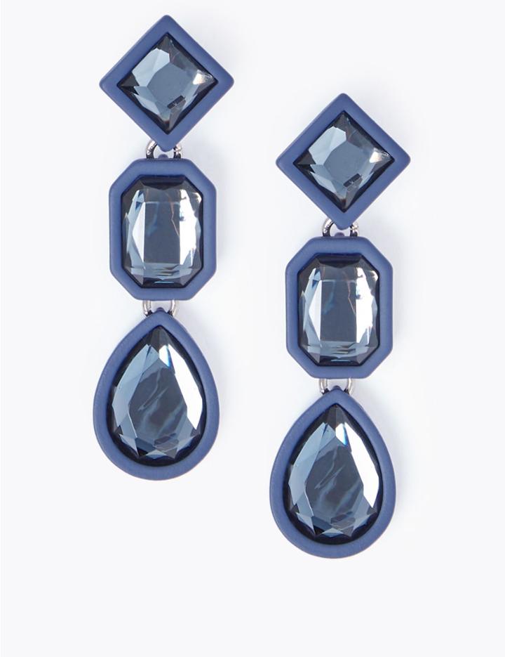 Marks & Spencer Crystal Drop Earrings Blue Mix