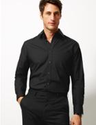 Marks & Spencer 3 Pack Cotton Blend Tailored Fit Shirts Black