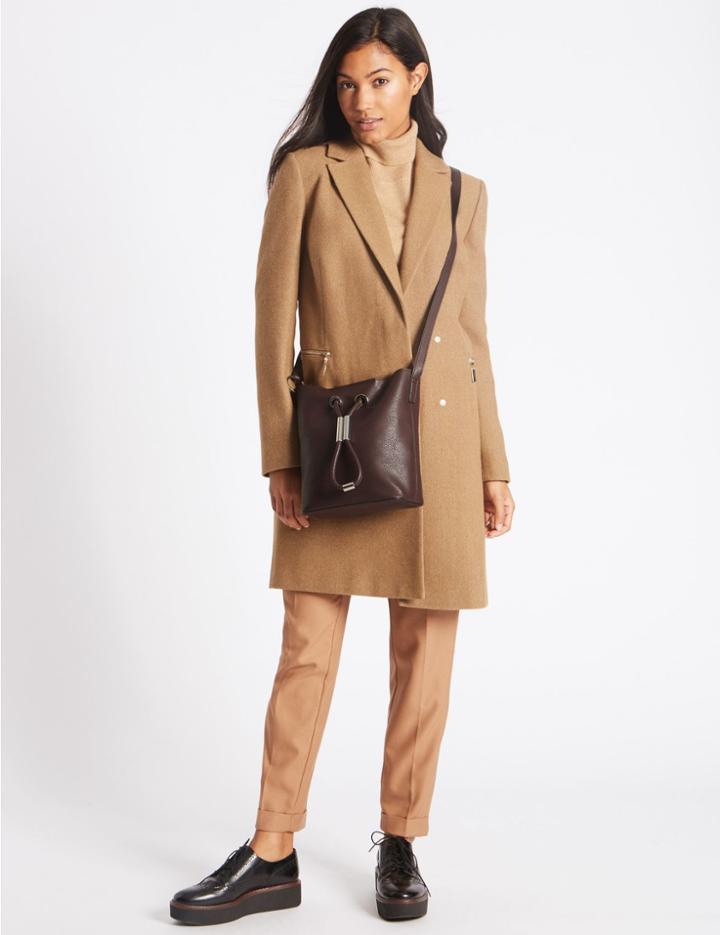 Marks & Spencer Faux Leather Across Body Bag Chocolate