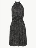 Marks & Spencer Printed Waisted Dress Black Mix