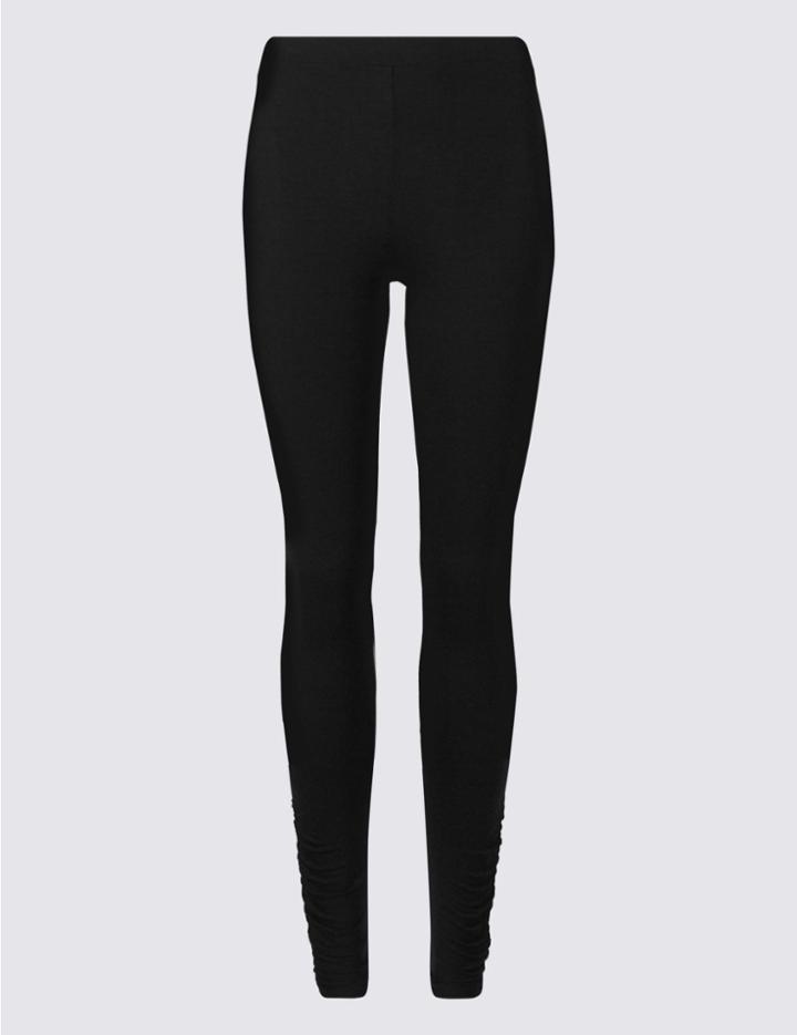 Marks & Spencer High Waist Ruched Hem Leggings Black