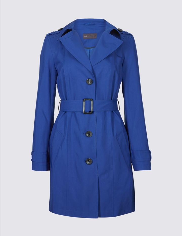 Marks & Spencer Petite Trench Coat With Stormwear&trade; Cobalt