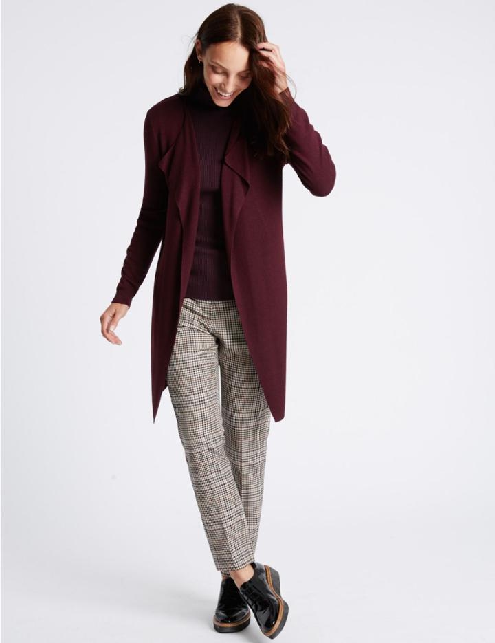Marks & Spencer Open Front Cardigan Dark Grape