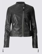 Marks & Spencer 2 Pocket Zipped Moto Jacket Black