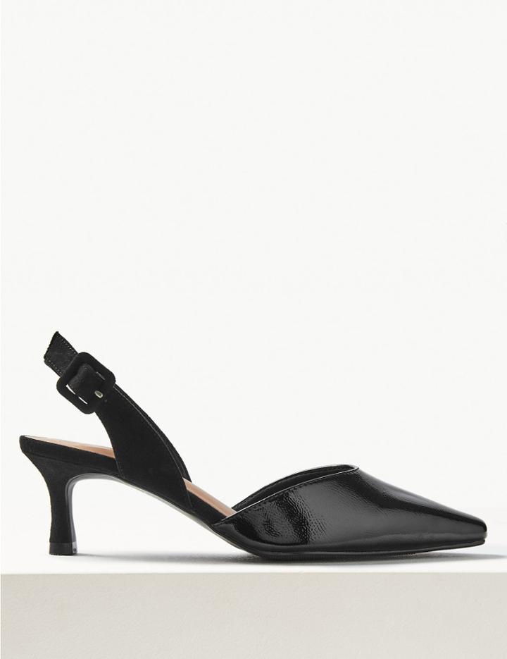 Marks & Spencer Kitten Heel Slingback Shoes Black Mix
