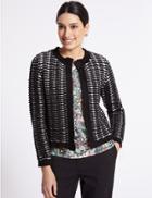 Marks & Spencer Textured Stitch Detail Chunky Cardigan Black Mix
