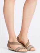 Marks & Spencer Suede Wedge Asymmetrical Sandals Mink