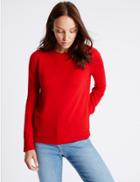 Marks & Spencer Lambswool Rich Round Neck Jumper Lacquer Red