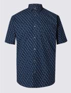 Marks & Spencer Pure Cotton Printed Shirt With Pocket Navy Mix
