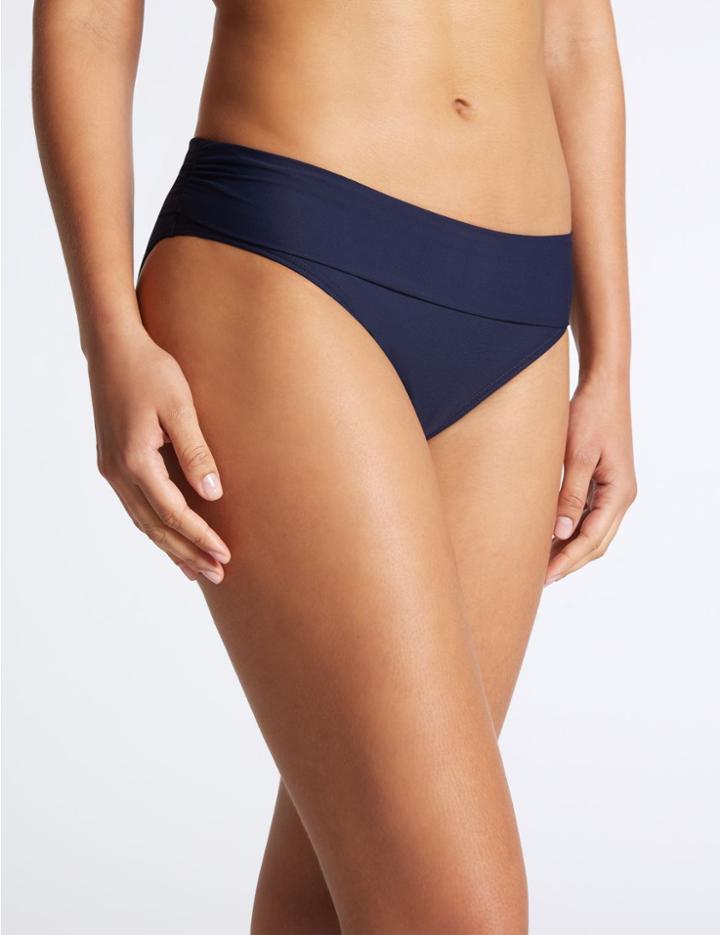 Marks & Spencer Roll Top Bikini Bottoms Navy