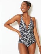 Marks & Spencer Secret Slimming&trade; Non-wired Plunge Swimsuit Grey Mix