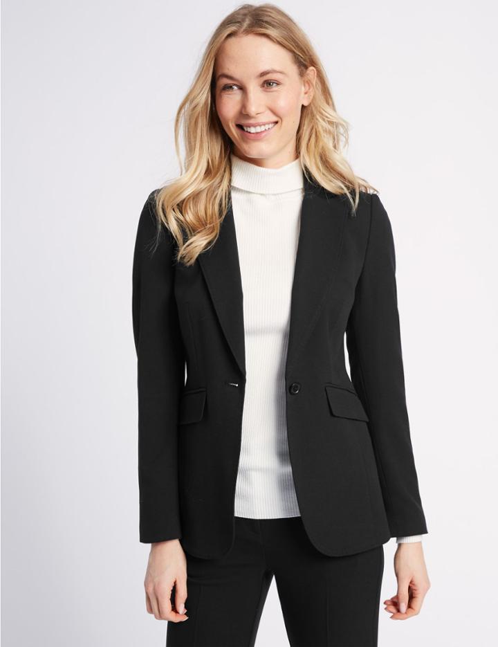 Marks & Spencer Single Breasted Stitch Detail Blazer Black