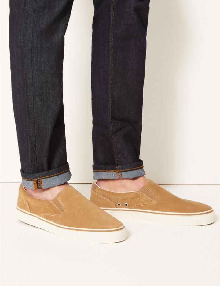 Marks & Spencer Suede Slip-on Pump Shoes With Freshfeet&trade; Tan