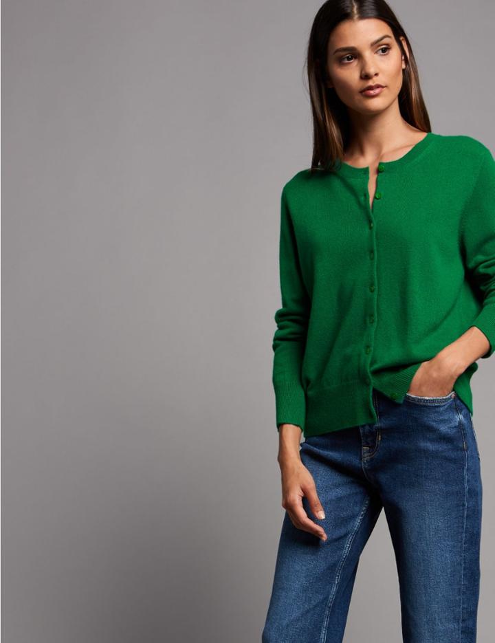 Marks & Spencer Pure Cashmere Round Neck Cardigan Emerald