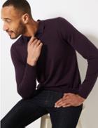Marks & Spencer Pure Extra Fine Merino Wool Knitted Polo Plum