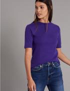 Marks & Spencer Pure Organic Cotton Round Neck T-shirt Purple