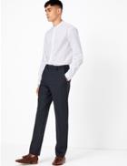 Marks & Spencer Navy Checked Tailored Fit Trousers