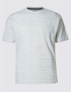 Marks & Spencer Slim Fit Striped Crew Neck T-shirt White Mix