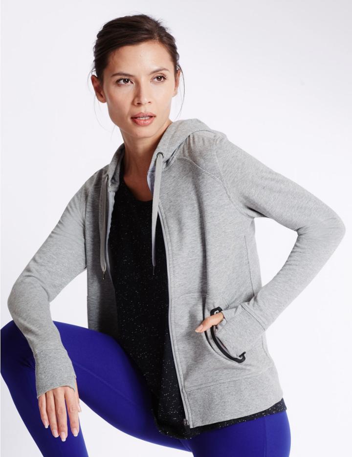 Marks & Spencer Sporty Hooded Sweatshirt Grey Marl