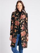 Marks & Spencer Floral Print Coat With Stormwear&trade; Black Mix