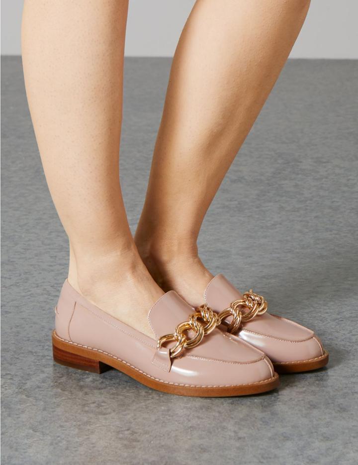 Marks & Spencer Leather Chain Detail Loafers Blush