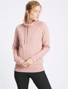 Marks & Spencer Cotton Rich Funnel Neck Hooded Top Soft Bronze