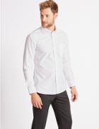 Marks & Spencer Pure Cotton Slim Fit Oxford Shirt White Mix