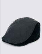 Marks & Spencer Pure Cotton Waxed Quilted Thinsulate&trade; Flat Cap With Stormwear&trade; Navy