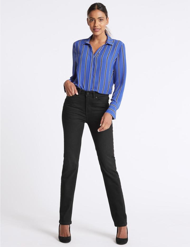 Marks & Spencer Ozone Mid Rise Straight Leg Jeans Black Mix