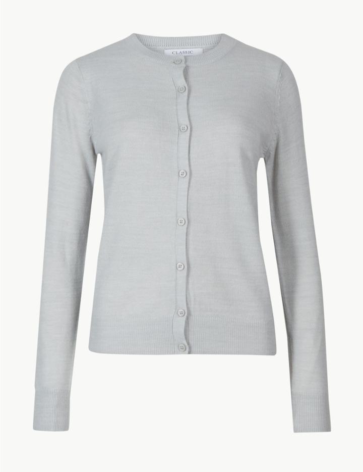 Marks & Spencer Textured Twinset Cardigan Light Grey