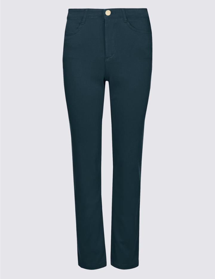 Marks & Spencer Straight Leg Roma Rise Jeans Petrol
