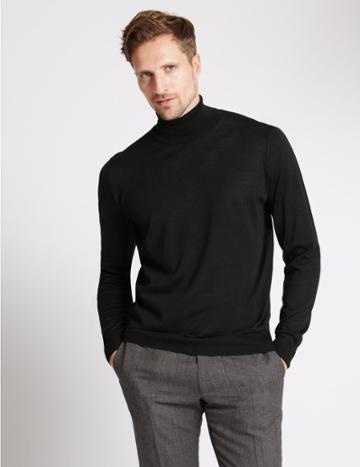 Marks & Spencer Merino Wool Blend Jumper Black