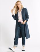 Marks & Spencer Textured Longline Coat Navy